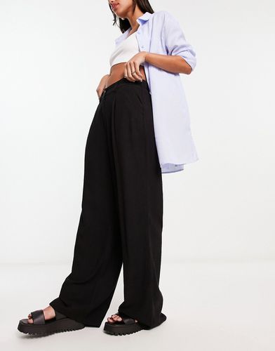 Pantalon dad en lin - Noir - Asos Design - Modalova