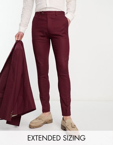 Pantalon de costume ultra ajusté en lin mélangé - Bordeaux - Asos Design - Modalova
