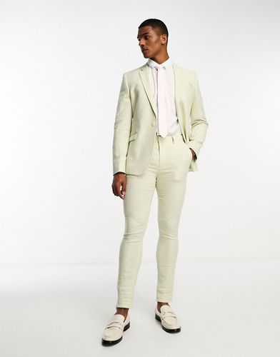 Pantalon de costume ultra skinny en lin mélangé à motif pied-de-poule - Asos Design - Modalova