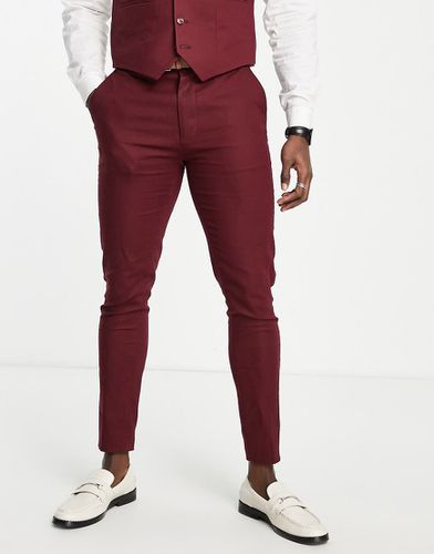 Pantalon de costume ultra skinny en lin mélangé - Bordeaux - Asos Design - Modalova