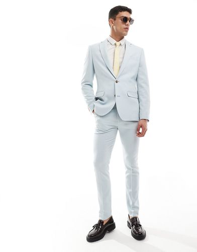 Pantalon de costume ajusté à texture ail-de-perdrix - pâle - Asos Design - Modalova