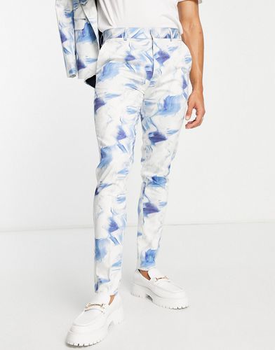 Pantalon de costume ajusté à imprimé - Blanc et - Asos Design - Modalova