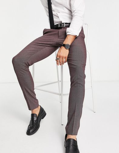 Pantalon de costume ajusté à mini pois texturés - Bordeaux - Asos Design - Modalova