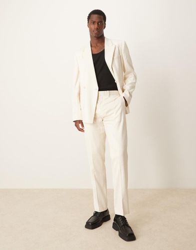 Pantalon de costume ajusté en jacquard à motif géométrique - Crème - Asos Design - Modalova