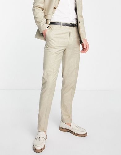 Pantalon de costume ajusté en tissu flammé à motif hachuré - Taupe - Asos Design - Modalova