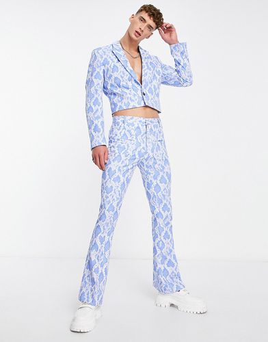 Pantalon de costume ajusté évasé à imprimé serpent - Bleu - Asos Design - Modalova