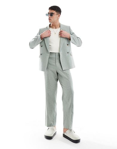 Pantalon de costume ample en lin à motif pied-de-poule - Asos Design - Modalova