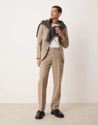 Pantalon de costume droit en laine mélangée - Taupe - Asos Design - Modalova