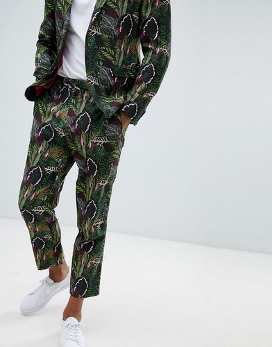 Pantalon de costume fuselé à imprimé végétal en imitation lin - Asos Design - Modalova