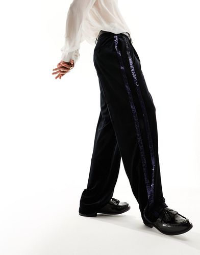 Pantalon de costume large en velours avec rayures à sequins - Asos Design - Modalova