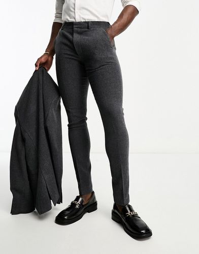 Pantalon de costume skinny en laine mélangée à chevrons - Anthracite - Asos Design - Modalova