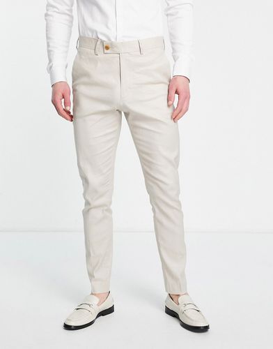 Pantalon de costume skinny en lin mélangé - Taupe - Asos Design - Modalova