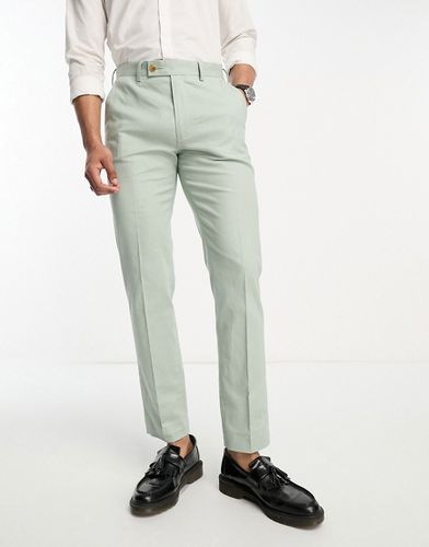 Pantalon de costume slim en lin mélangé - Sauge - Asos Design - Modalova