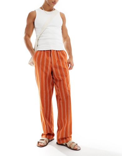Pantalon de jogging habillé ample en lin mélangé à rayures - Orange - Asos Design - Modalova