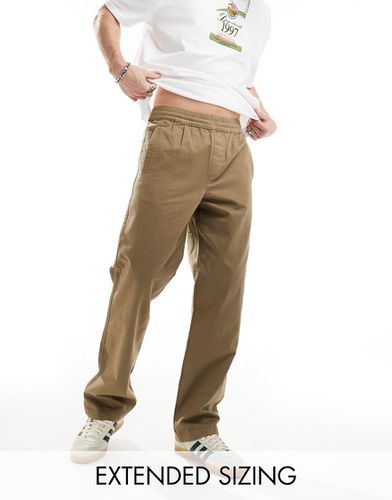 Pantalon décontracté à enfiler en lin - Kaki délavé - Asos Design - Modalova