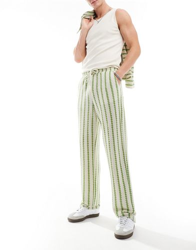 Pantalon décontracté à rayures - Vert et beige - Asos Design - Modalova