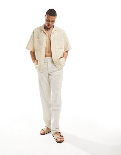 Pantalon décontracté en tissu texturé - Beige clair - Asos Design - Modalova