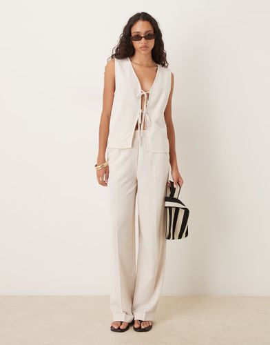 Pantalon d'ensemble droit et ajust - Naturel - Asos Design - Modalova