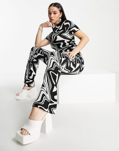 Pantalon d'ensemble en maille à motif - et blanc - Asos Design - Modalova