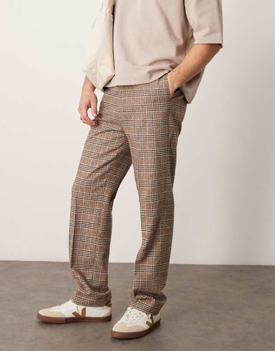 Pantalon droit élégant taille haute à carreaux en laine mélangée - Asos Design - Modalova