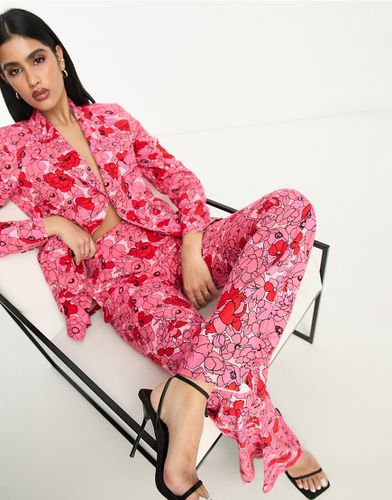 Pantalon évasé à imprimé coquelicot - Asos Design - Modalova