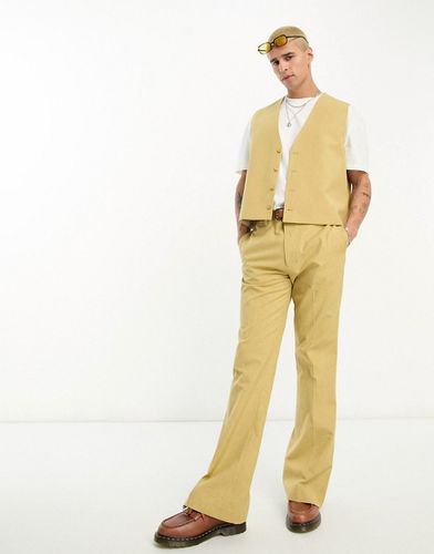 Pantalon évasé en lin flammé - Beige - Asos Design - Modalova