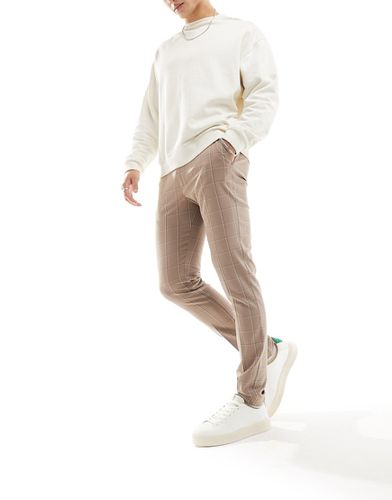 Pantalon habillé ajusté à motif quadrillage - Taupe - Asos Design - Modalova