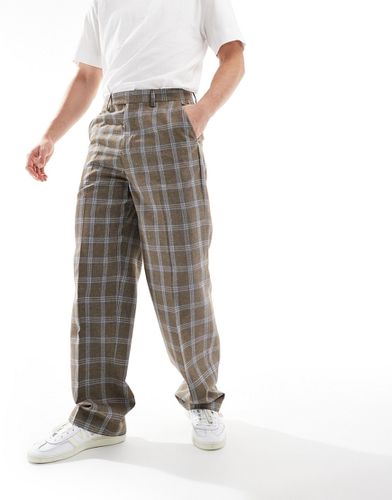 Pantalon habillé ample à carreaux - Marron - Asos Design - Modalova