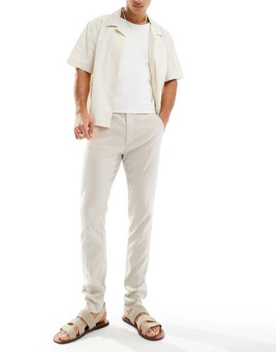Pantalon skinny élégant en lin mélangé - Taupe - Asos Design - Modalova