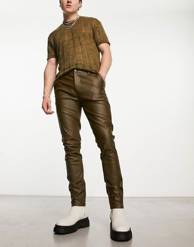 Pantalon skinny en similicuir - Kaki - Asos Design - Modalova