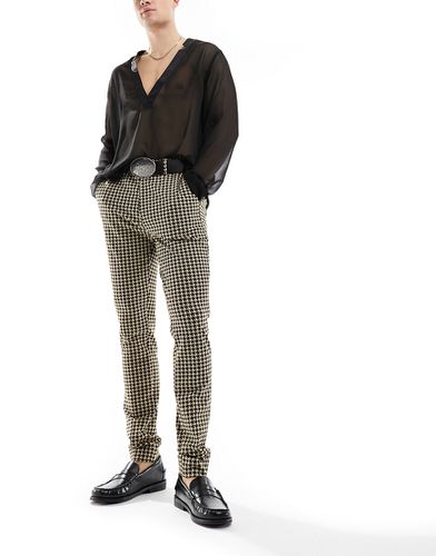 Pantalon skinny habillé en jacquard à motif pied-de-poule - Marron - Asos Design - Modalova