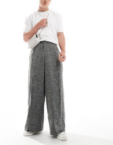 Pantalon ultra large habillé en tissu texturé - et blanc - Asos Design - Modalova
