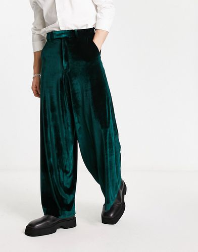 Pantalon ultra large habillé en velours - Vert - Asos Design - Modalova