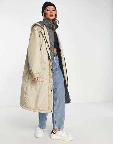 Parka matelassé hybride - Taupe - Asos Design - Modalova