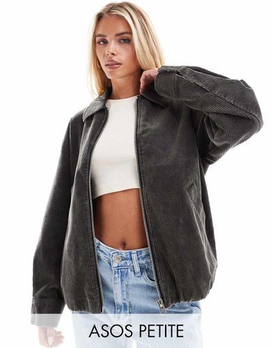 ASOS DESIGN Petite - Blouson Harrington en velours côtelé - Anthracite délavé - Asos Petite - Modalova