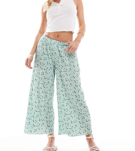 ASOS DESIGN Petite - Jupe-culotte ample et plissée à petites fleurs - Vert - Asos Petite - Modalova