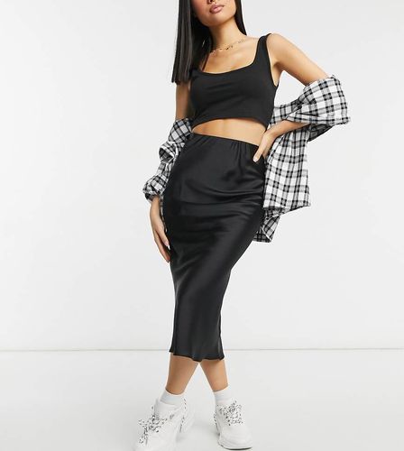ASOS DESIGN Petite - Jupe mi-longue nuisette effet satiné coupée en biais - ASOS Petite - Modalova