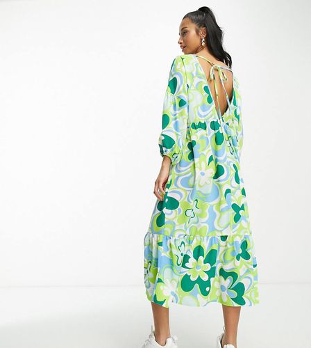 ASOS DESIGN Petite - Robe babydoll mi-longue à enfiler - Vert fleuri - Asos Petite - Modalova