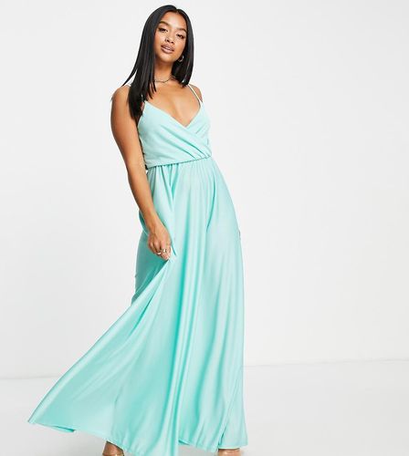 ASOS DESIGN Petite - Robe longue caraco à décolleté plongeant avec rubans noués au dos - menthe - ASOS Petite - Modalova