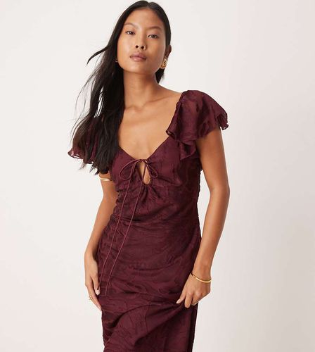 ASOS DESIGN Petite - Robe longue effet dévoré à manches évasées - Aubergine - Asos Petite - Modalova