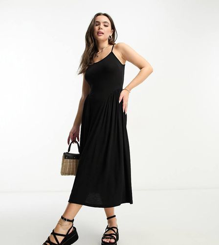 ASOS DESIGN Petite - Robe mi-longue à bretelles fines avec encolure dégagée et coutures latérales - Asos Petite - Modalova