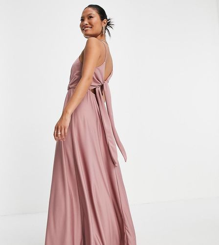ASOS DESIGN Petite - Robe mi-longue caraco à décolleté plongeant avec rubans noués au dos - ASOS Petite - Modalova