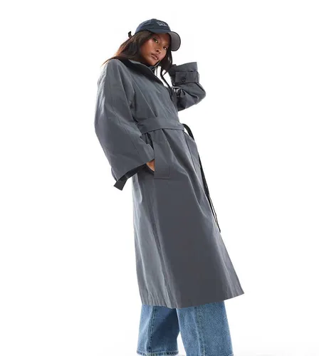 ASOS DESIGN Petite - Trench-coat long oversize à col cheminée - Bleu marine - Asos Petite - Modalova