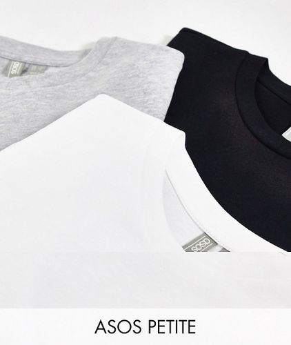 ASOS DESIGN Petite - Ultimate - Lot de 3 t-shirts ras de cou en coton - Noir, blanc et gris chiné - ÉCONOMIE - MULTI - Asos Petite - Modalova