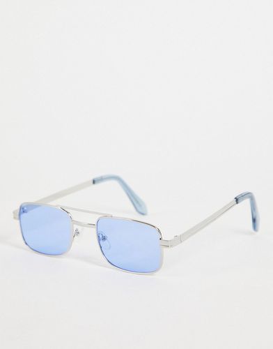 Petites lunettes de soleil carrées style années 90 avec verres - Argenté - Asos Design - Modalova