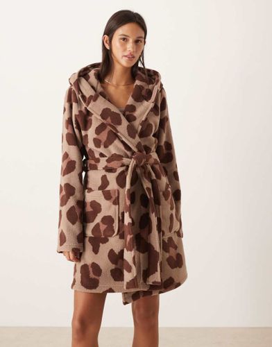 Peignoir court en micro-polaire - Imprim lopard - Asos Design - Modalova