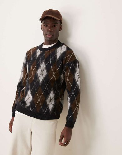 Pull décontracté à col ras de cou en maille duveteuse à motif losanges - Asos Design - Modalova