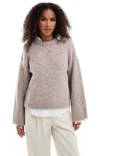 Pull duveteux en laine mélangée à manches amples - Taupe - Asos Design - Modalova