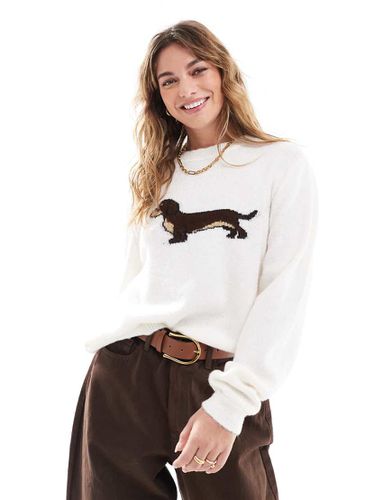 Pull en maille à motif chien - Crème - Asos Design - Modalova