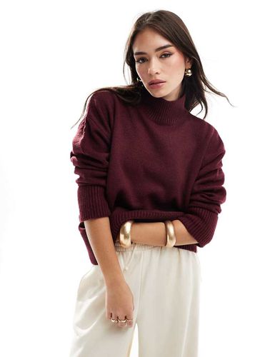 Pull en maille à rayures avec col montant et revers retroussés - Bordeaux - Asos Design - Modalova